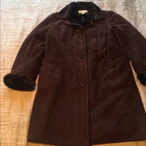 Talbots Brown Suede/Faux Fur Coat